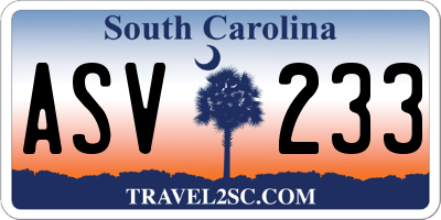 SC license plate ASV233
