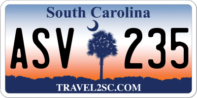 SC license plate ASV235