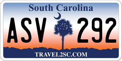 SC license plate ASV292