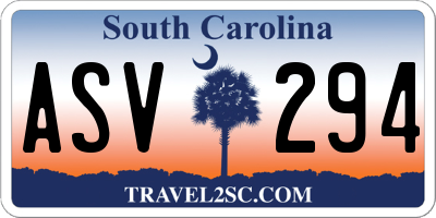 SC license plate ASV294