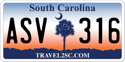 SC license plate ASV316