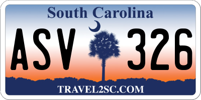 SC license plate ASV326