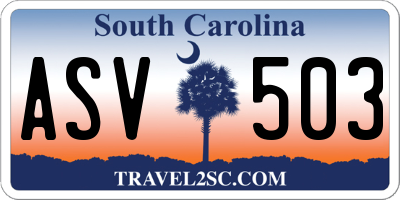 SC license plate ASV503