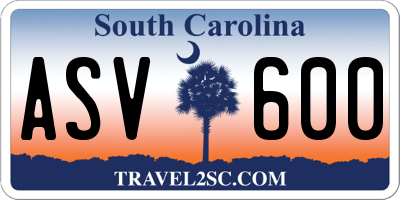 SC license plate ASV600