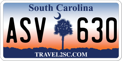 SC license plate ASV630