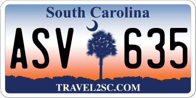 SC license plate ASV635