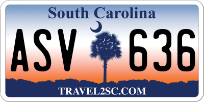 SC license plate ASV636