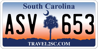 SC license plate ASV653