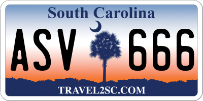 SC license plate ASV666