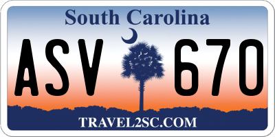 SC license plate ASV670