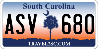 SC license plate ASV680