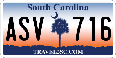 SC license plate ASV716