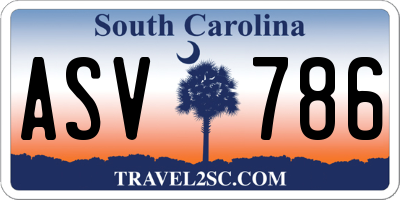 SC license plate ASV786