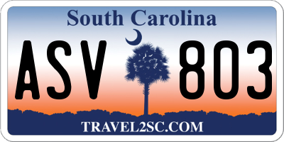 SC license plate ASV803