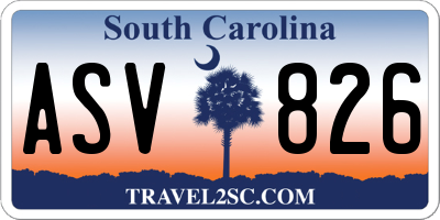 SC license plate ASV826