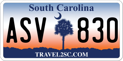 SC license plate ASV830