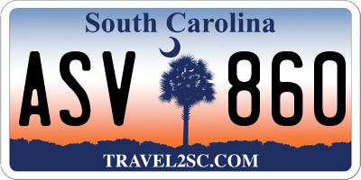 SC license plate ASV860