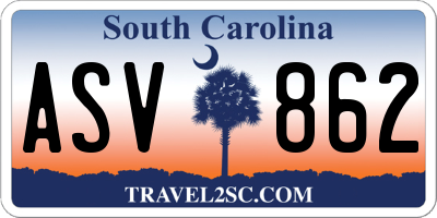 SC license plate ASV862