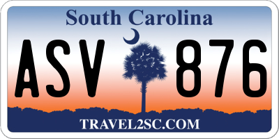 SC license plate ASV876