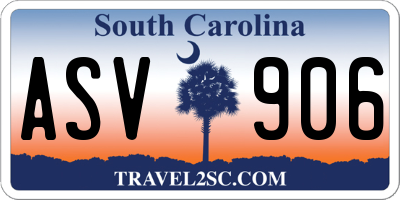 SC license plate ASV906