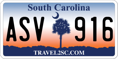SC license plate ASV916