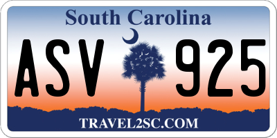 SC license plate ASV925