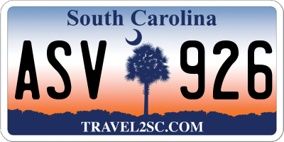 SC license plate ASV926