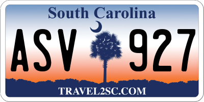 SC license plate ASV927