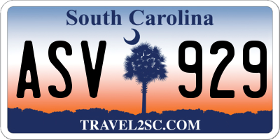 SC license plate ASV929
