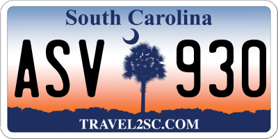 SC license plate ASV930