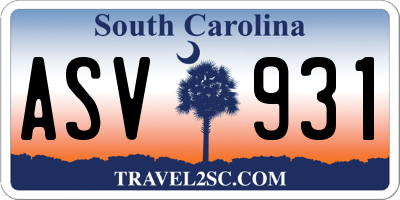 SC license plate ASV931