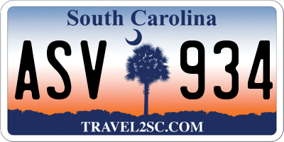 SC license plate ASV934