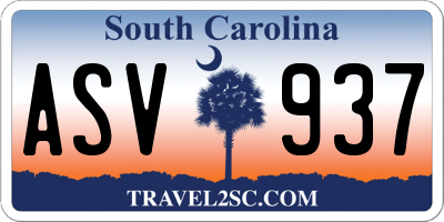 SC license plate ASV937