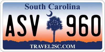 SC license plate ASV960