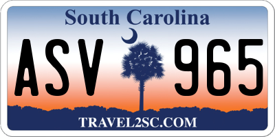SC license plate ASV965
