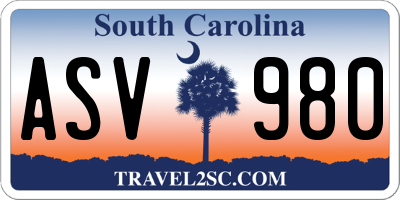 SC license plate ASV980