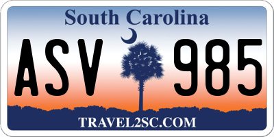 SC license plate ASV985