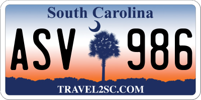 SC license plate ASV986