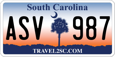 SC license plate ASV987