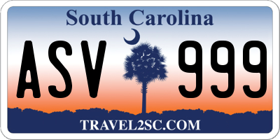 SC license plate ASV999