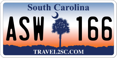 SC license plate ASW166