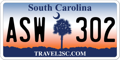 SC license plate ASW302
