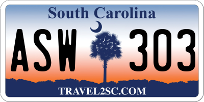SC license plate ASW303