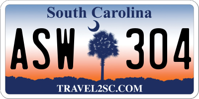 SC license plate ASW304