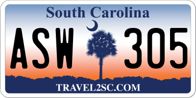 SC license plate ASW305