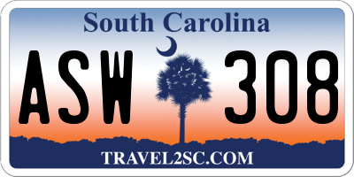 SC license plate ASW308