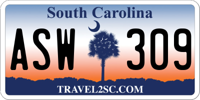 SC license plate ASW309