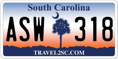 SC license plate ASW318