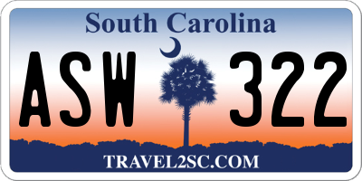 SC license plate ASW322