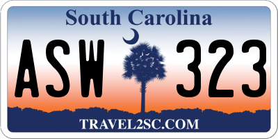 SC license plate ASW323